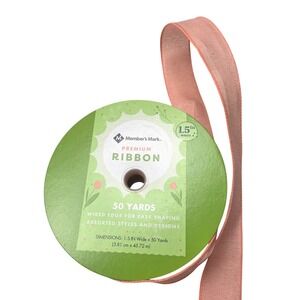 Member's Mark Premium Ribbon Wired Edge 1.5 Inch x 50 Yards Peach Pink